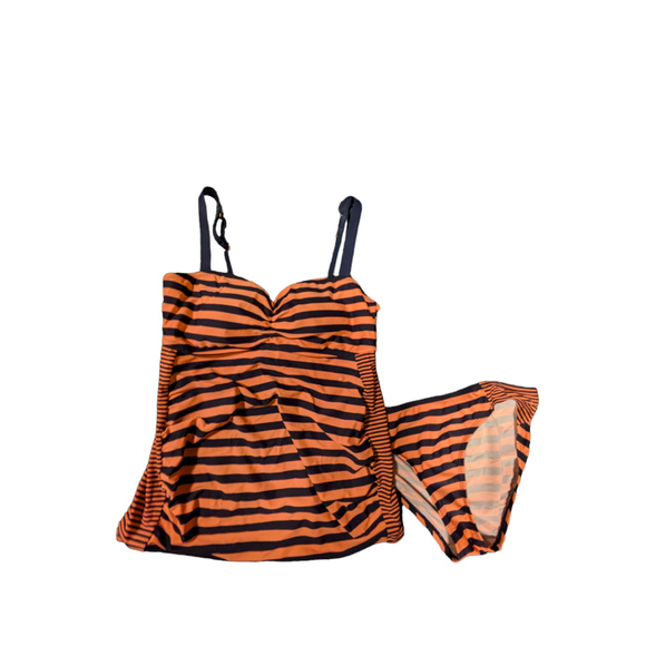 Women's Beach Bum by Motherhood Maternity Swimsuit M Orange Navy - Picture 1 of 3